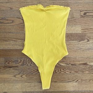 urban outfitters out from under | yellow thong ribbed bodysuit